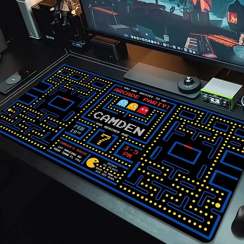 Pac-Man Large Size Mouse Pad Large Gaming Table Cushion Non-slip Laptop Tablet Big Mousepad XXL Mat Mini PC Playmat With Lock Edge