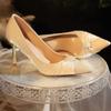 Bow Pointed Toe High Heels Wedding Shoes Women's Stiletto Slip Temperament Versatile Shoes