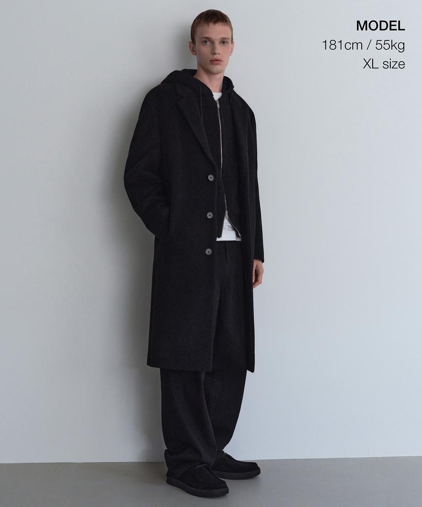 Musinsa Standard Cashmere Blend Oversized Single Coat [Black]