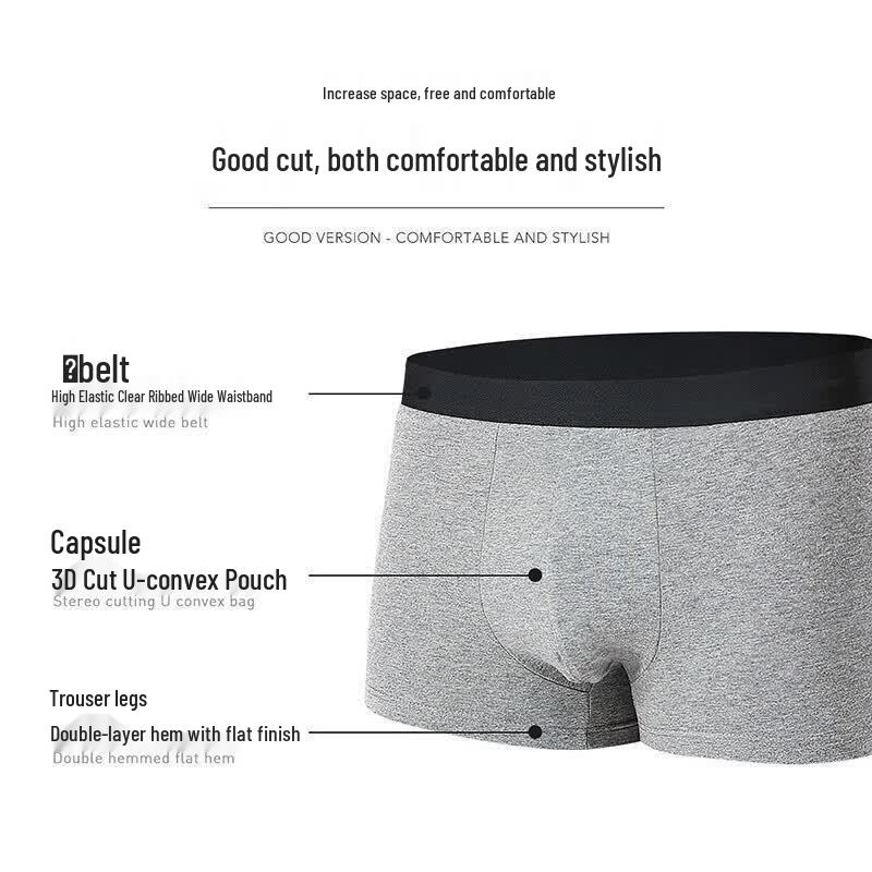 Langsha Men's Ribbed Stretch Cotton Boxer Briefs 3-Pack