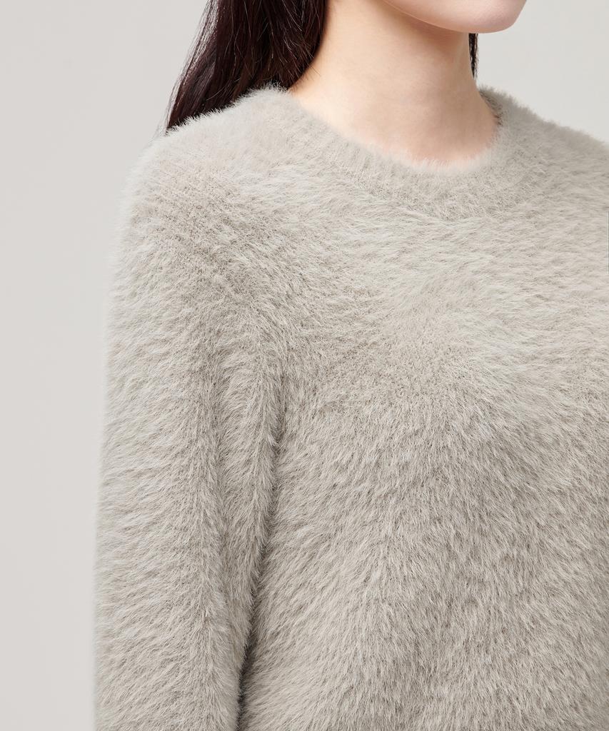MUSINSA STANDARD WOMAN Women'S Fuzzy Crew Neck Knit [Warm Grey]