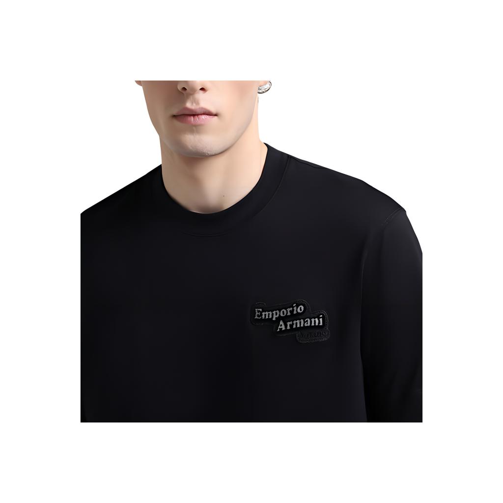 Emporio Armani Letter Logo Pattern Straight Cut Round Neck Pullover Short Sleeve T-Shirt Men T-Shirts Black 6D1TD7-1JOCZ-0038