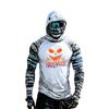 Men's Casual Raglan Color-Block Hooded Long Sleeve Sun T-Shirt with Halloween Print (Sunglasses Not Included)