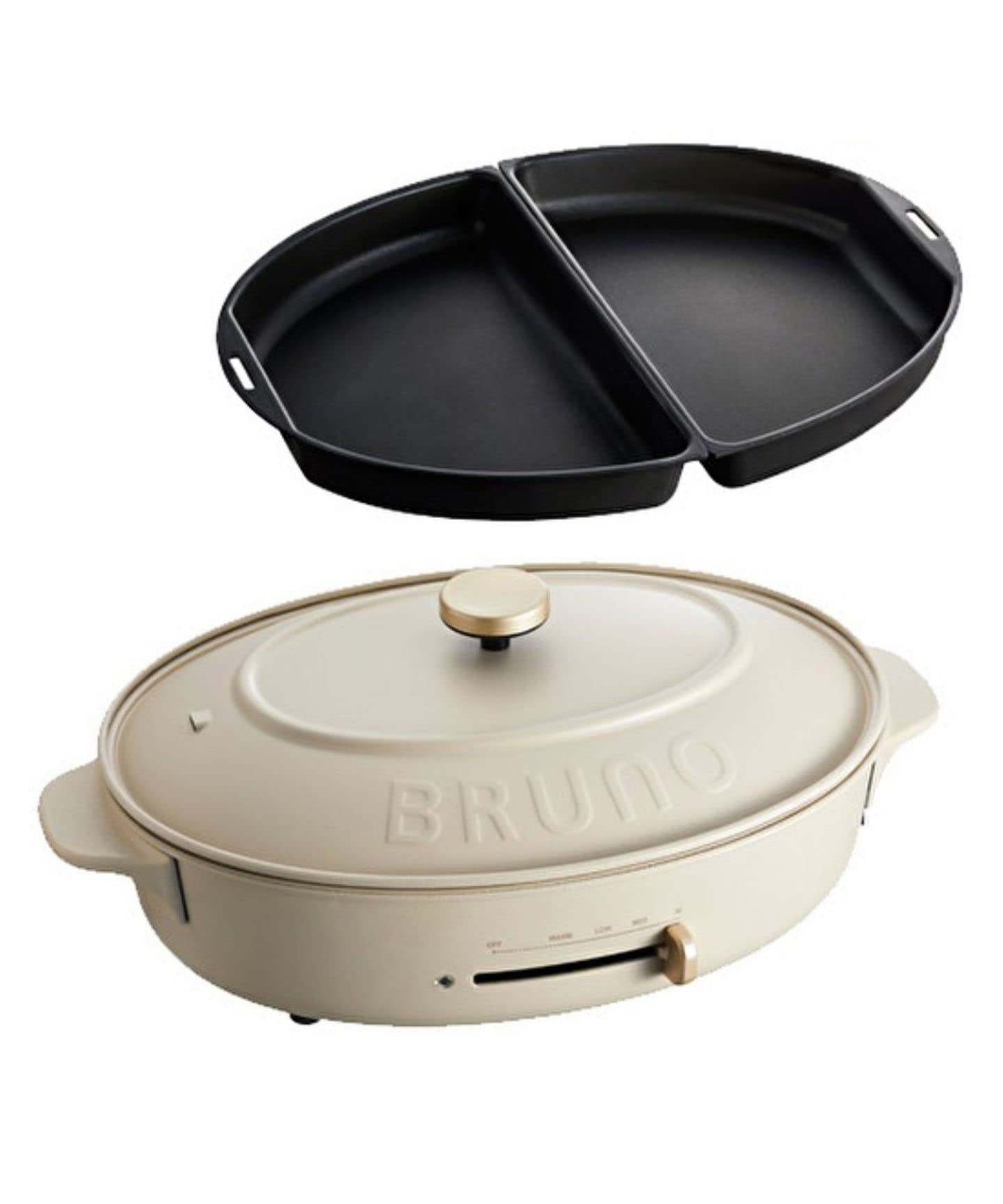 

Основний блок BRUNO Oval Hot Plate 4 типи тарілок Deep Pot Flat Greige Stylish Cute This 1 unit Кришка включена 1200 Вт Контроль температури Легко мити Для