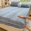 Autumn Winter Coral Fleece Water Ripple Fitted Mattress Protector
