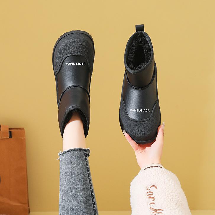 Snow boots winter new thick velvet thickened fashion warm tube Internet celebrity trend thick sole heightening cotton shoes