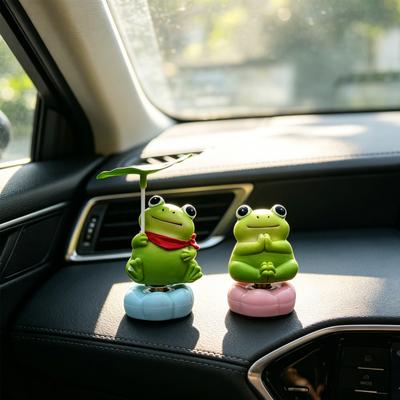 Car Ornaments Cute Rotating Frog Resin Dashboard Figurine Stress Relief Decoration with Strong Sticky Base Funny Accessory for Car Auto Motorcycle