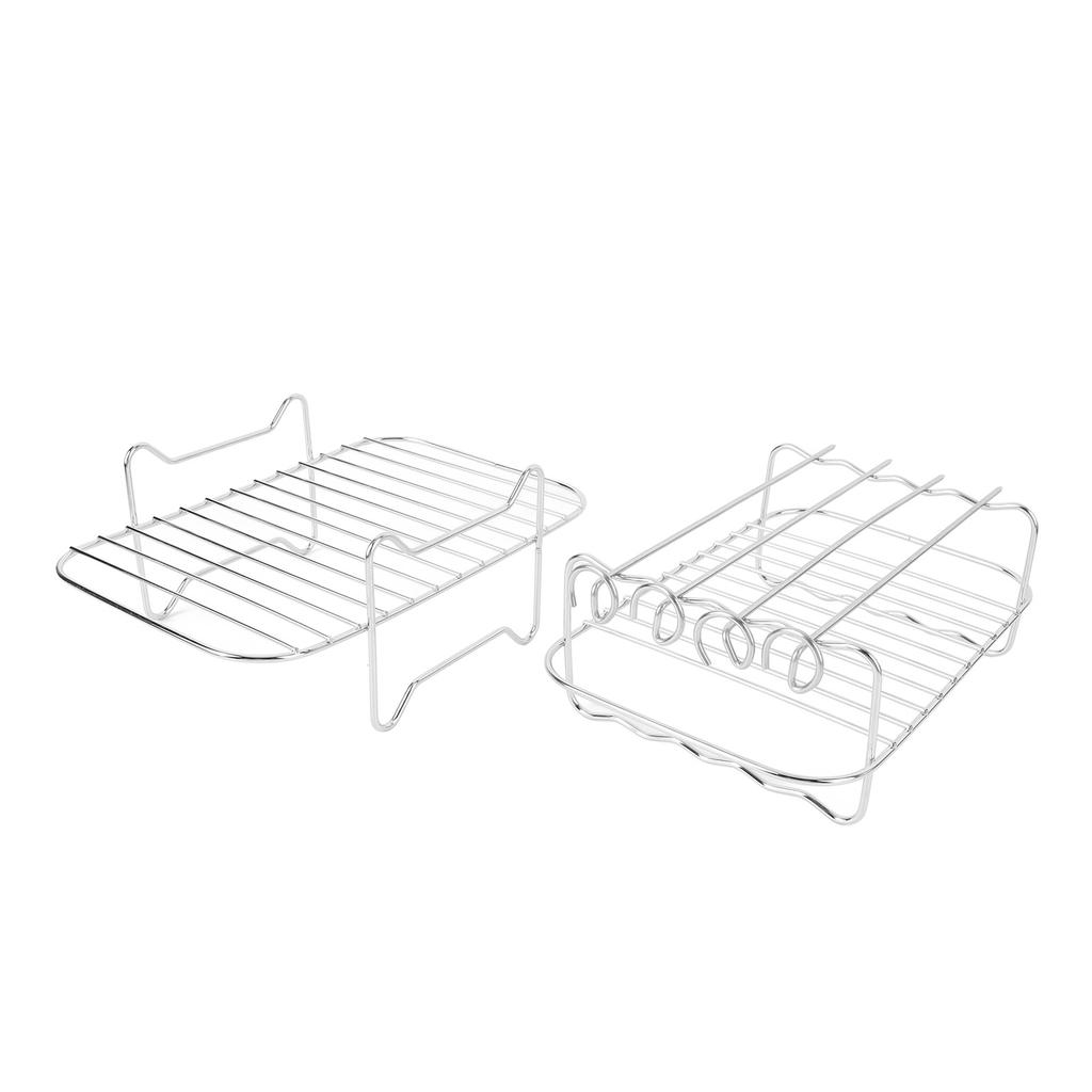 Fryer Accessories Set Grill Rack with Skewer Liners Silicone Brush Food Tong Fryer Cake Pan Stainless Steel Pan Easy To Clean