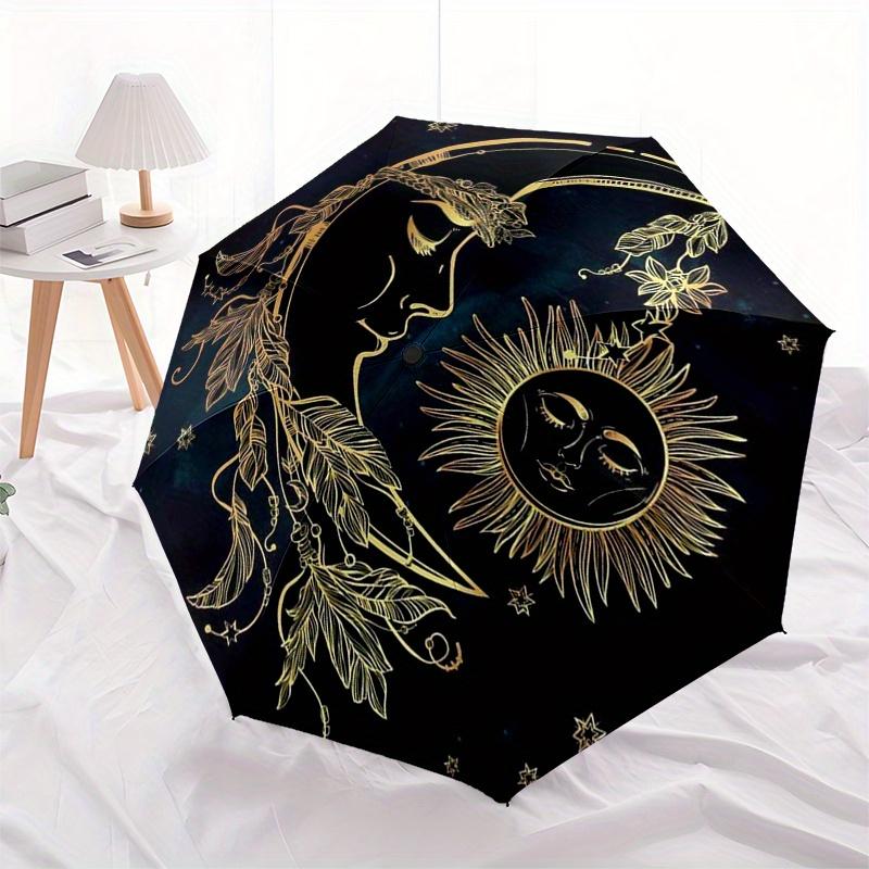 Goldene Mond- und Sonnen-Wandkunst-Dekoration, Himmlisches Boho-Schlafzimmer-Poster, Spirituelle Heimdekorationen für Wände, Abstrakte Yoga-Studio-Dekoration, Einzigartiges Geschenk