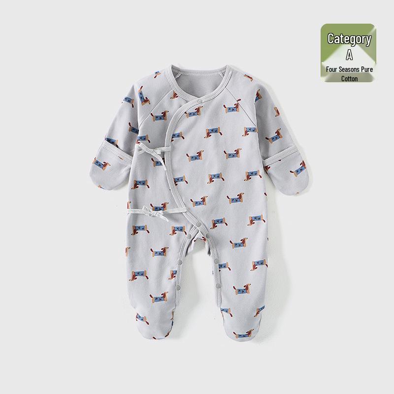Baby Romper Pure Cotton A-Grade Crawling Suit with Hand & Foot Covers - Anti-Scratch Pajamas for Boys & Girls