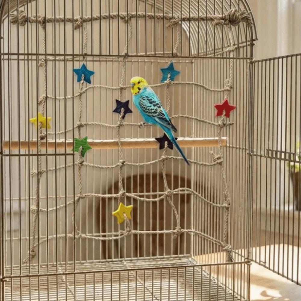 Hanging Parrot Climbing Net Colorful Star Bird Stand Net Creative Bird Hammock Indoor