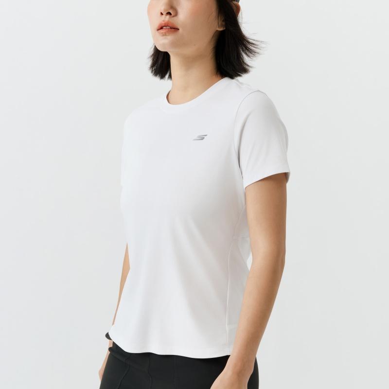 Skechers Breathable Solid Color Comfortable Regular T-Shirt Women tops P226W175-0019