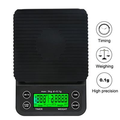 3kg/0.1g Drip Coffee Scale With Timer Multi-function Digital Scale LCD Electronic Coffee Weighing Scales for Kitchen Cooking