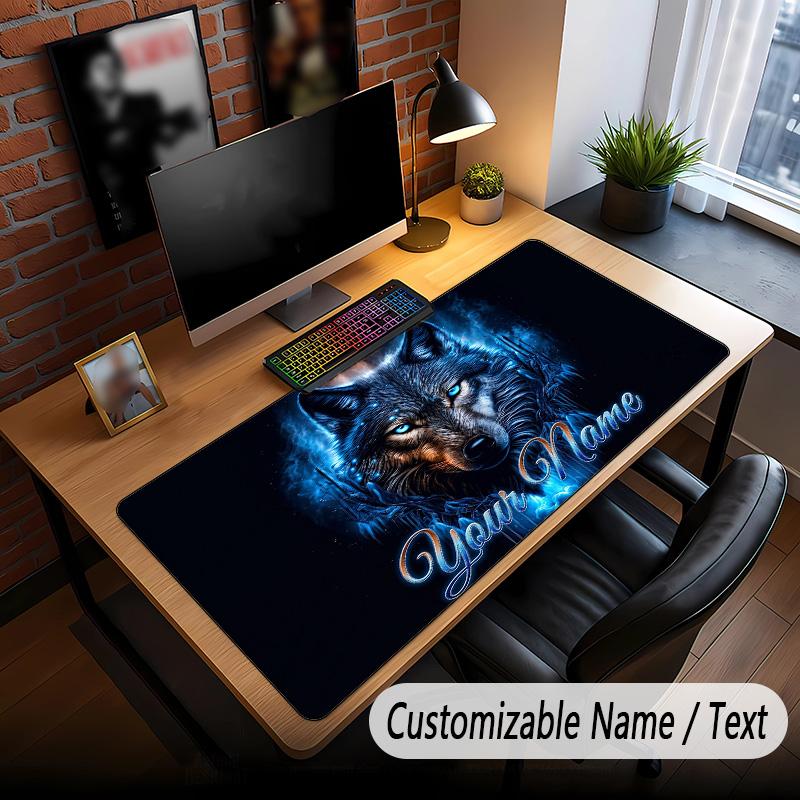 Vlčí téma Vlastní podložka pod myš Personalizovaná jménem Textem Přizpůsobená podložka na stůl Pro kancelář Domácí dekorace