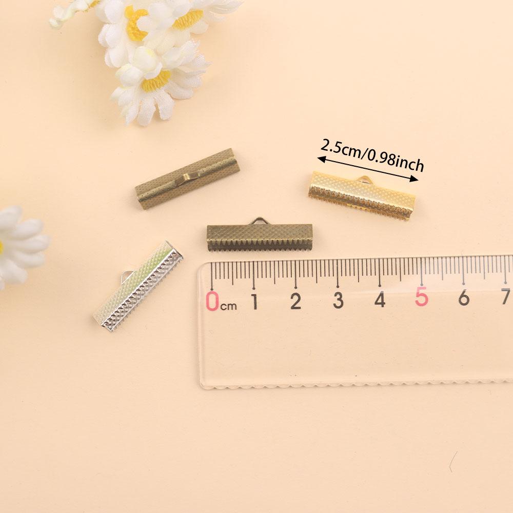 20/40/60pcs alloy material ribbon clip end, bracelet bookmark clip buckle leather rope end clip DIY jewelry making tool kit