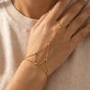 Pulseiras de Anel de Dedo Conectadas com Strass Multicamadas em Aço Inoxidável para Mulheres Corrente Fina Feita à Mão Pulseira Joias de Festa