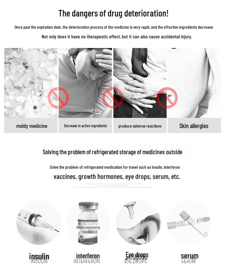 Portable Mini Insulin Refrigerator with Rechargeable Temperature Control