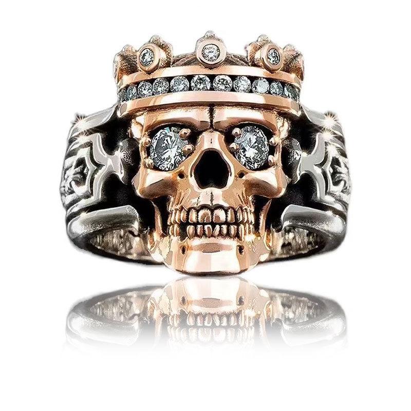 Totem Pattern Zircon Ring, Dark Trend, Cool Style Ring, Retro Fashion Jewelry.