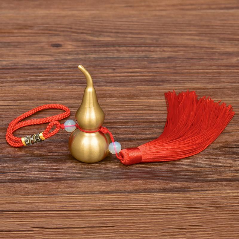 1Pc Traditional Chinese Feng Shui Gourd Brass Mental For Health Enhance Buddhist Good Luck Home Ornament Decor Pendant Keychain