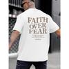 European Sizes "Faith Over Fear" T-Shirt - Men's Casual Short Sleeve Tee with Geometric Pattern