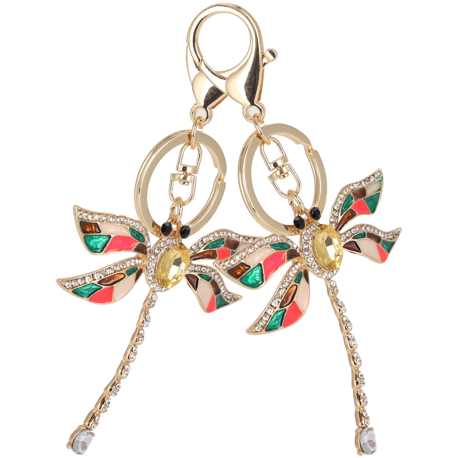 2Pcs Dragonfly Keychain Zinc Alloy Cute Fashionable Pendant Decoration Accessories