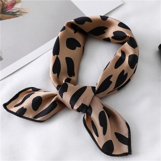 New Silk Scarf Square Women Fashion Dot Plaid Print Neckerchief Ladies Work Scarves Small Winter Foulard Bandana Hair Tie Band EMA