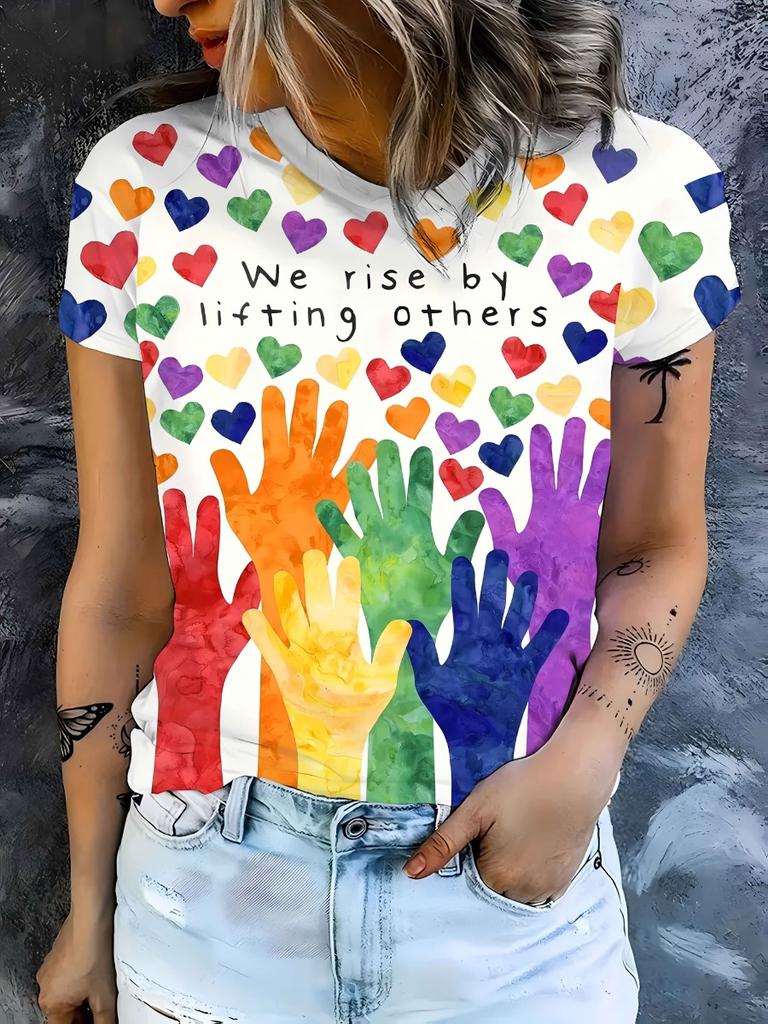 Summer Fashion Leopard Heart 3D Print T-Shirts Women's Round Neck Short Sleeve T Shirt Tees Harajuku Y2K Tops Female Clothing
