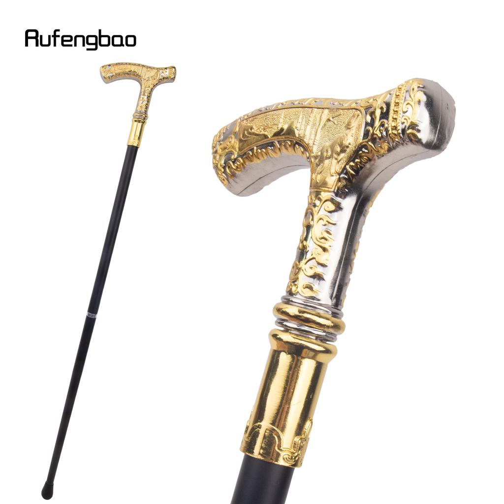 Golden White Wolf Luxury Pattern Walking Stick Party Fashion Elegant Walking Stick Decorative Cospaly Cane Knob Crosier 89cm