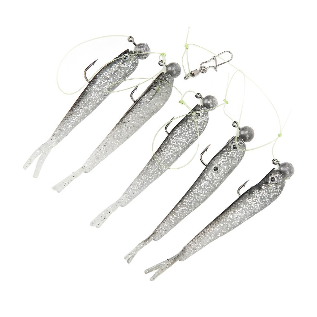 1 Set Umbrella Fishing Rig Kit Set Artificial Soft Fishing Lures Bait Rig for Freshwater Black