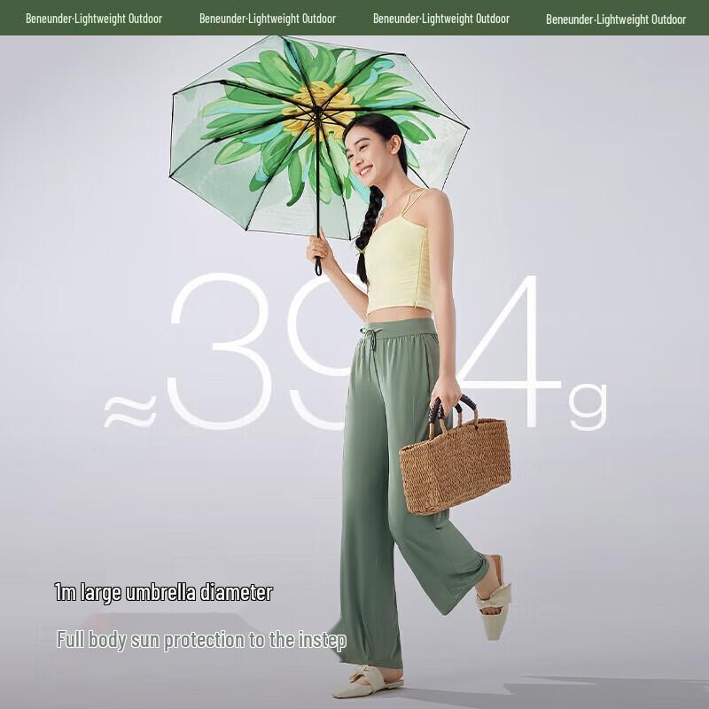 Beneunder UV Protection Double-Layer Folding Floral Sun/Rain Umbrella