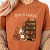 Boo-k Lover Ghost Reading T-shirt | Halloween Book Club Tee, Spooky Fall Aesthetic, Cozy Black Cat Reader Gift, Unisex Garment-Dyed Shirt