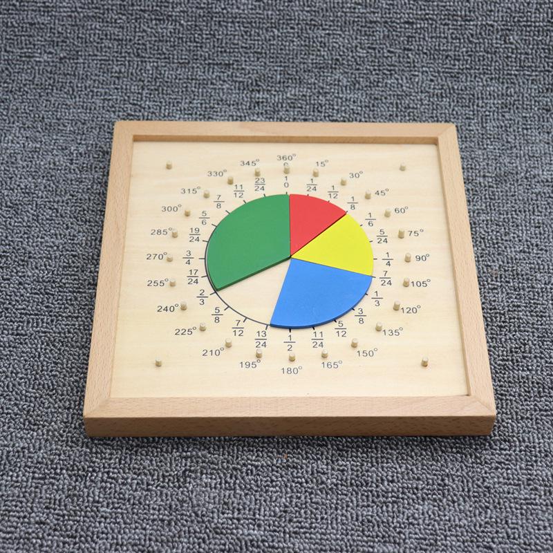 Montessori Circular Fraction Board - Wooden Math Puzzle for Early Childhood Education