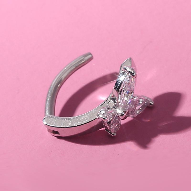 European American Hip-Hop Butterfly Zircon Navel Ring