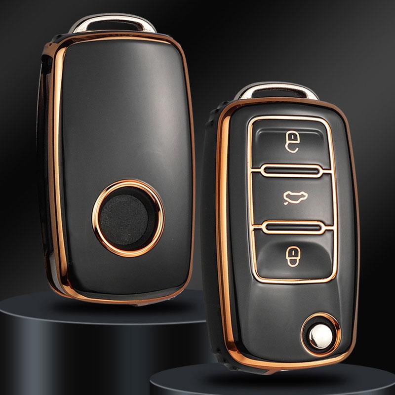 TPU Key Case for Volkswagen VW Polo Golf Passat Tiguan Beetle Caddy T5 Up Eos Skoda Octavia Seat Leon Altea Key Cover Fob Shell
