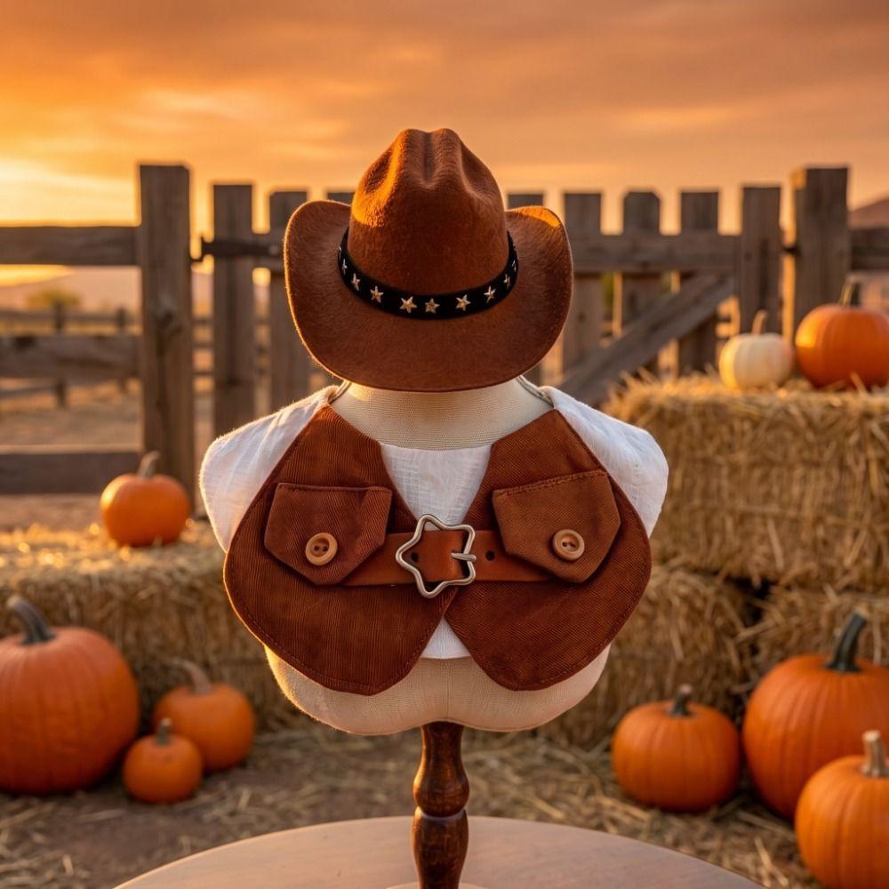 Dress-Up Puppy Vest Set Retro Pet Outfits Funny Dog Cowboy Costumes Cat