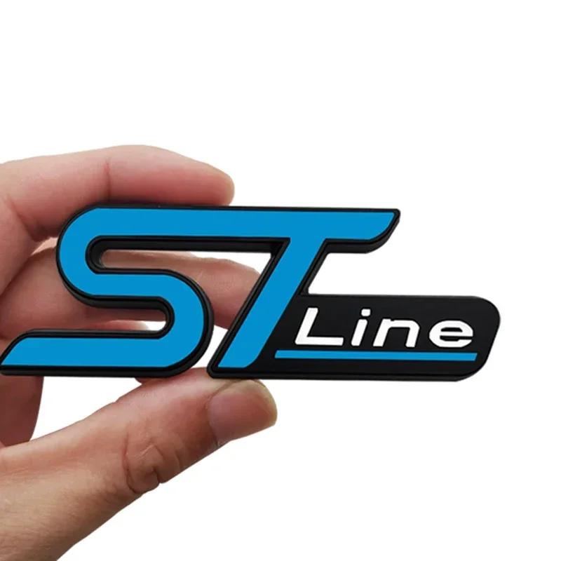 ISPN4 3D Metal ST Line Logo Car Front Grille Emblem Rear Trunk Sticker Badge Decals for Ford ST Fiesta Focus Mondeo Kuga Ranger