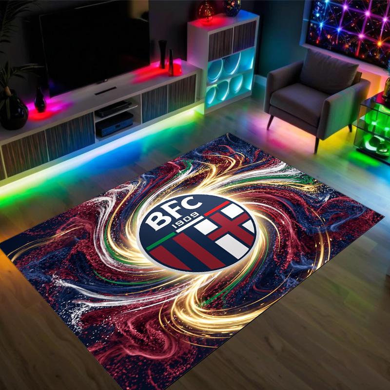 Bologna FC Design Crystal Velvet Carpet Cozy Non?Slip Printed Rug For Bedroom Living Room Entrance