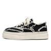 Men's Distressed Denim Canvas Shoes Thick Sole Frayed Edge Casual Low-top Fashion Shoes