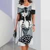 2026 New Summer Fashion Women's Short-sleeved Loose Dress Ladies Holiday Casual Loose Round Neck Dress 3d Facial Printing Clothes