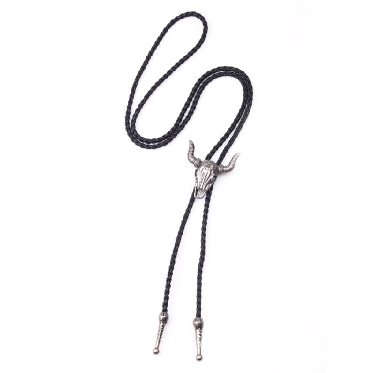 Bull Head Necktie Tie Pendant Necklace Boho Wrap Choker Long Tassels Necklace