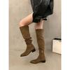 Wear More Than One Boot! Thick-heeled Over-the-knee Boots Women's Shoes Velvet Boots 2025 New Spring and Autumn Piled Knight Martin Boots