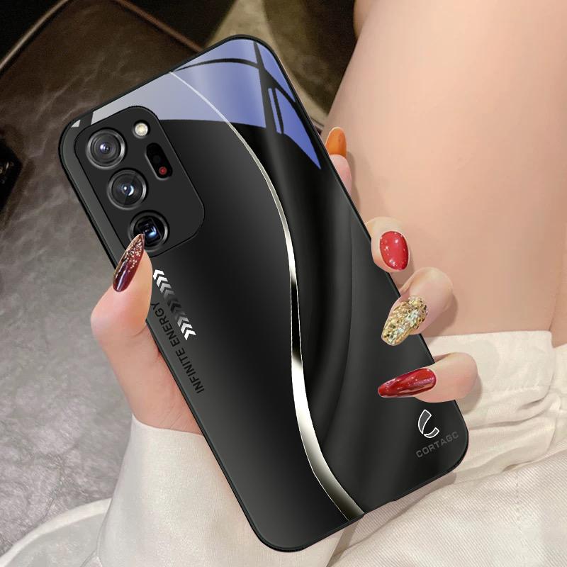 Tempered Glass Phone Case For Samsung Galaxy Note 8 9 10 PRO 20 Ultra A01 02 03 Core 04E 4G A10 12 13 5G Liulian Sunset Red