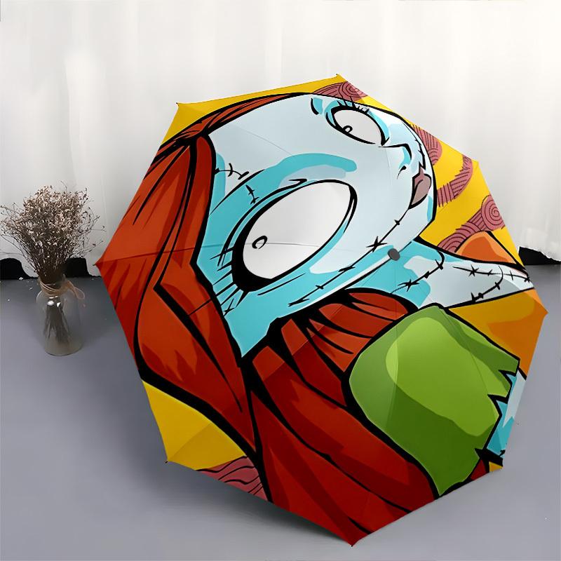 Sally, Automatisches Öffnungs- und Schließschirm im Stil von Nightmare Before Christmas, Helles 8-Speichen-Tragbarer Schirm