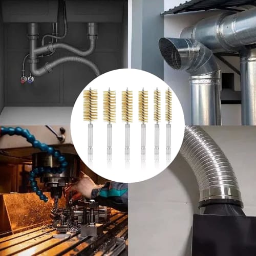 Machi no Nami Wire Brush, Drill Brush, Bore Brush, Hexagonal Shaft, Brush-Shaped, Abrasive Brush, 6-Piece Set, 8mm, 10mm, 12mm, 15mm, 17mm, 19mm, for