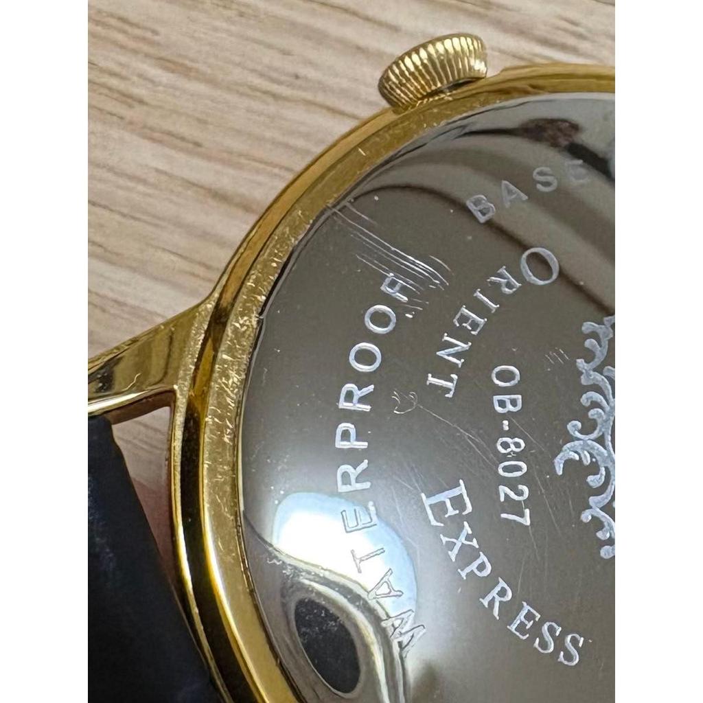 Used [Working Item] Orient Express Gold Vintage New Battery Men's Good Condition Belt Deterioration