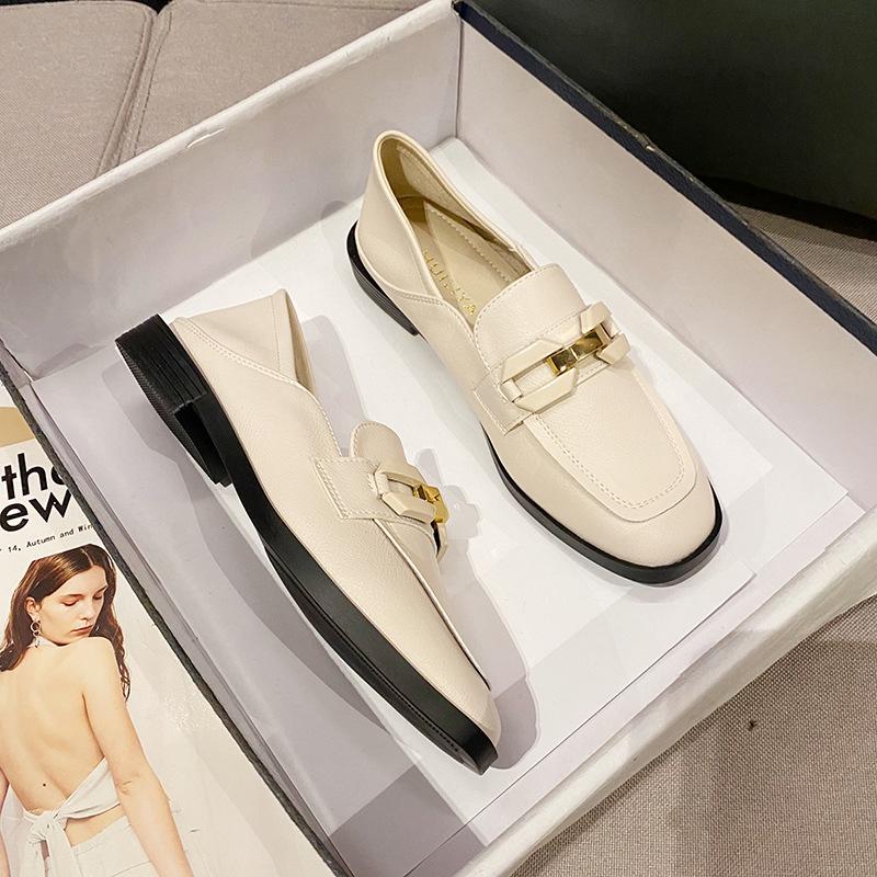 

Легкие лоферы женские универсальные 2025 новые туфли на плоской подошве под юбки, маленькие кожаные туфли женская обувь 1025-25 40 абрикосовый