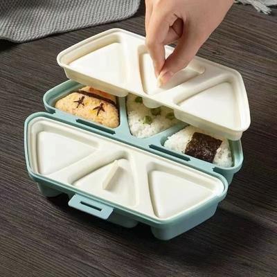 6-Cavity Triangle Onigiri Mold Bento Box 2-in-1 Rice Ball Maker with Lid Portable Lunch Container for Meal Prep Picnic School Lunch