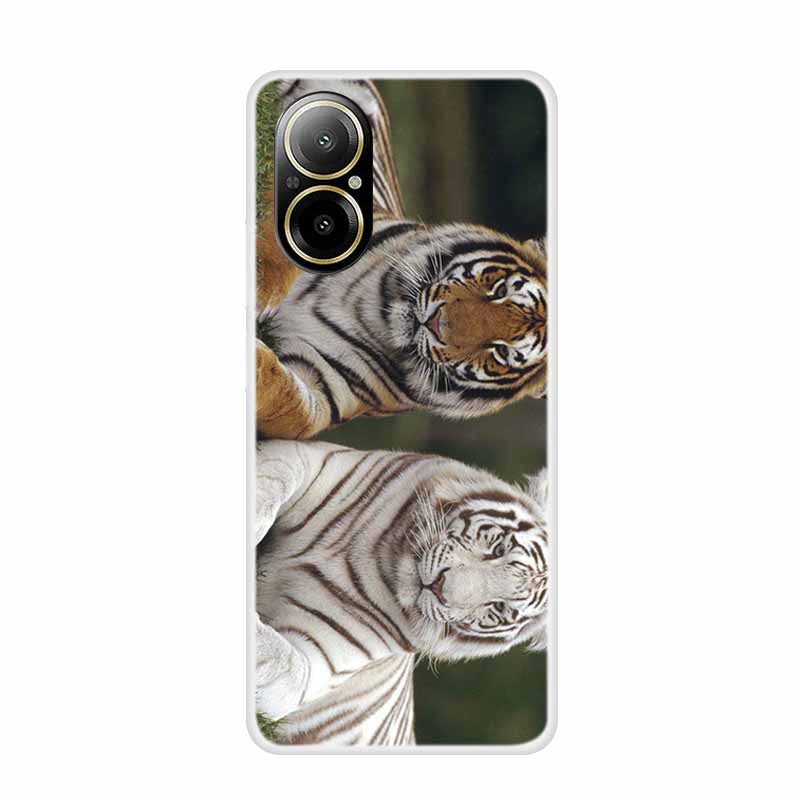 Soft Case For Realme C67 Painting Animals Luxury Silicone Phone Cover for Realme C 67 Protector Transparent Shell Clear Cases