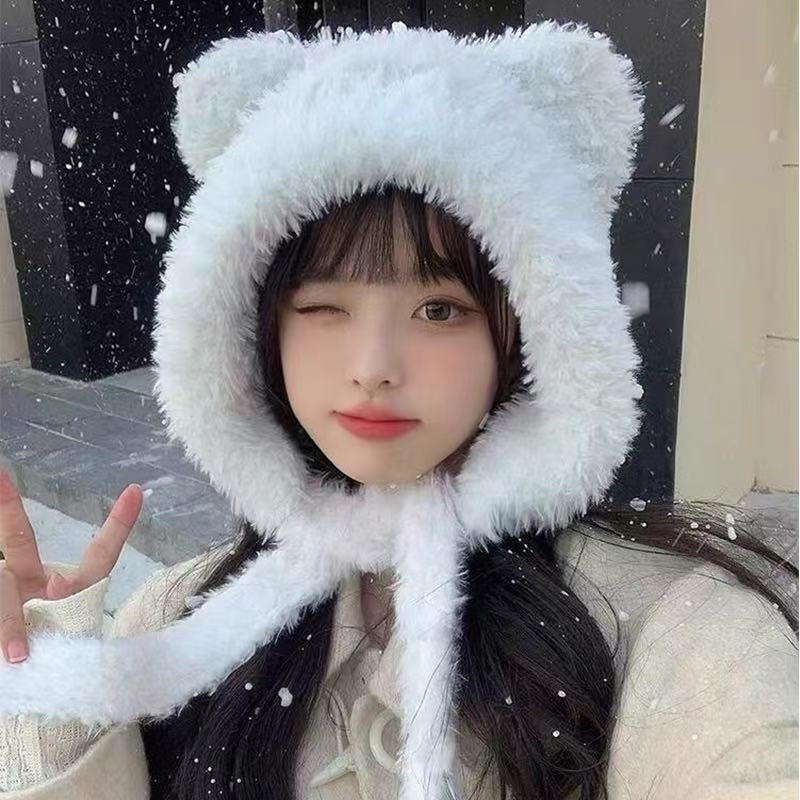 Cute plush bear ears plush hat ear protection