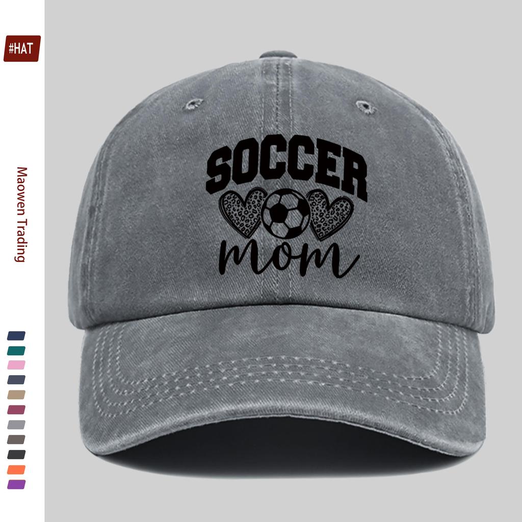 pc pcs Soccer Mom Baseball Cap with Football Print Heart Design Adjustable Trucker Hat Suitable for Women Men Lightweig